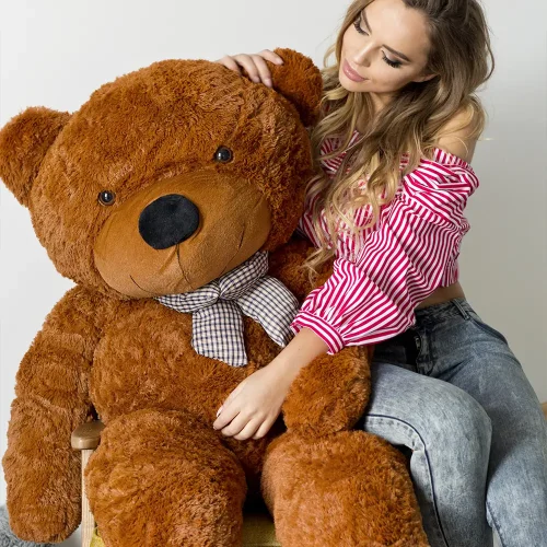 Teddyway Popo Big Plush Teddy Bear Giant XXL, Soft Toy, 160 Cm, 63 Inches, 5.2 Feet, Dark Brown - Teddyway