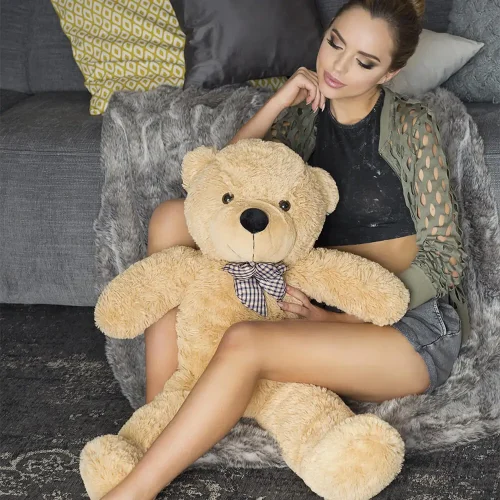 Teddyway Popo veliki plišani medvjedić divovski XXL, mekana igračka, 100 cm, 39 inča, 3,3 stope, svijetlosmeđa - Teddyway