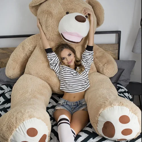 Teddyway Bobo veliki plišani medvjedić divovski XXL, mekana igračka, 200 cm, 78 inča, 6,6 stopa, svijetlosmeđa - Teddyway