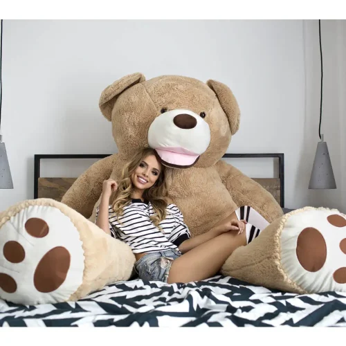 Teddyway Bobo veliki plišani medvjedić divovski XXL, mekana igračka, 200 cm, 78 inča, 6,6 stopa, svijetlosmeđa - Teddyway