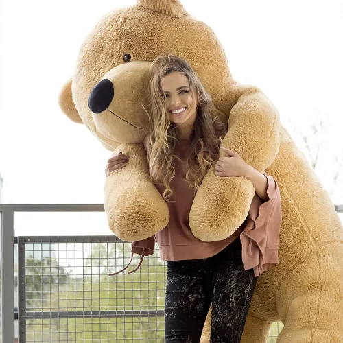 Teddyway Popo Big Plush Teddy Bear Giant XXL, Soft Toy, 220 Cm, 86 Inches, 7.2 Feet, Light Brown - Teddyway