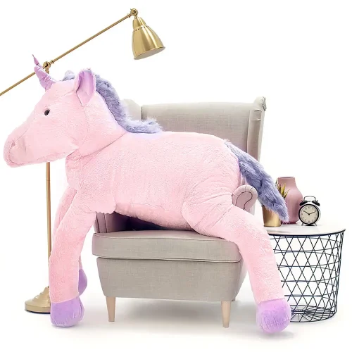 Teddyway Soso plišani jednorog, mekana igračka, 70 cm, 27 inča, 2,3 stope, roza - Teddyway