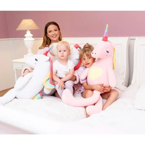Teddyway Fefo veliki plišani jednorog divovski XXL, mekana igračka, 120 cm, 47 inča, 3,9 stopa, roza - Teddyway