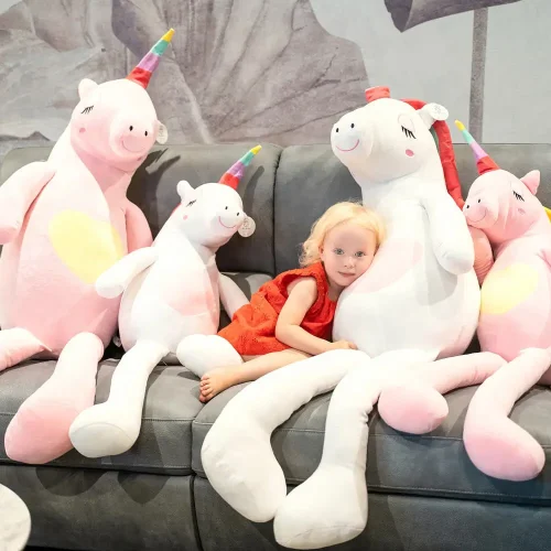 Teddyway Fefo veliki plišani jednorog divovski XXL, mekana igračka, 120 cm, 47 inča, 3,9 stopa, roza - Teddyway