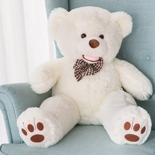 Teddyway Bobo veliki plišani medvjedić divovski XXL, mekana igračka, 100 cm, 39 inča, 3,3 stope, bijela - Teddyway