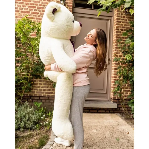 Teddyway Toto veliki plišani medvjedić divovski XXL, mekana igračka, 130 cm, 51 inč, 4,3 stope, bijela - Teddyway