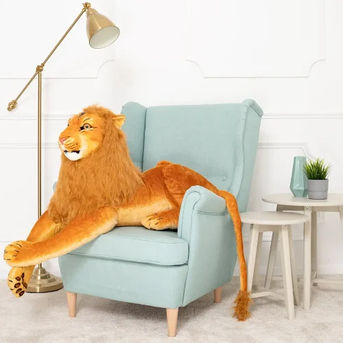 Teddyway Levo Veliki Plišani Lav Divovski XXL, Mekana Igračka, 130 cm, 51 inč, 4,3 stope, Žuta - Teddyway