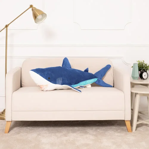 Teddyway Saho plišani morski pas, mekana igračka, 90 cm, 35 inča, 2,9 stopa, plava - Teddyway