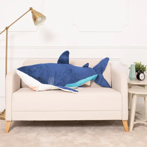 Teddyway Saho plišani morski pas, mekana igračka, 90 cm, 35 inča, 2,9 stopa, plava - Teddyway
