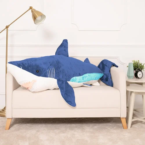 Teddyway Saho plišani morski pas, mekana igračka, 90 cm, 35 inča, 2,9 stopa, plava - Teddyway