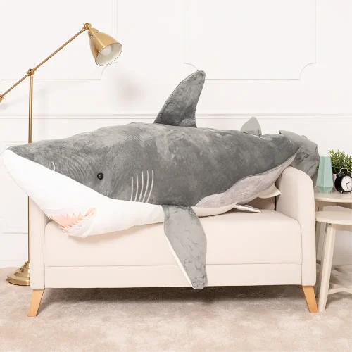 Teddyway Saho plišani morski pas, mekana igračka, 90 cm, 35 inča, 2,9 stopa, plava - Teddyway