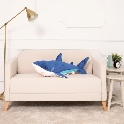 Teddyway Saho plišani morski pas, mekana igračka, 90 cm, 35 inča, 2,9 stopa, plava - Teddyway