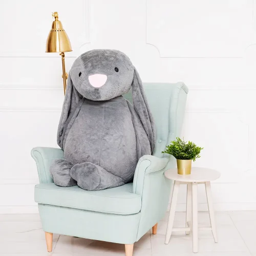 Teddyway Bani veliki plišani zeko divovski XXL, mekana igračka, 120 cm, 47 inča, 3,9 stopa, tamno siva - Teddyway