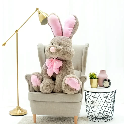 Teddyway Vuni veliki plišani zeko divovski XXL, mekana igračka, 120 cm, 47 inča, 3,9 stopa, siva - Teddyway