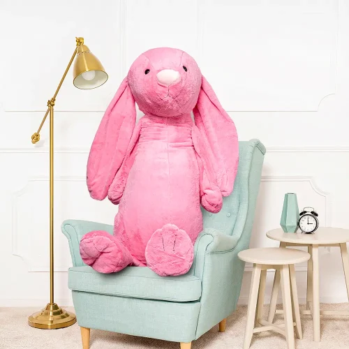 Teddyway Bani veliki plišani zeko divovski XXL, mekana igračka, 160 cm, 63 inča, 5,2 stope, jarko ružičasta - Teddyway