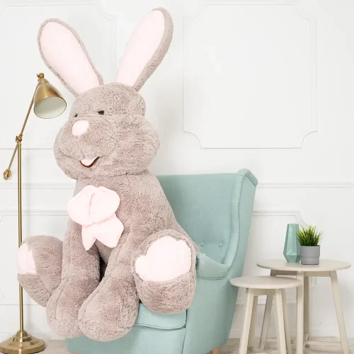 Teddyway Vuni veliki plišani zeko divovski XXL, mekana igračka, 160 cm, 63 inča, 5,2 stope, siva - Teddyway