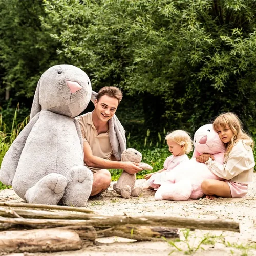 Teddyway Bani veliki plišani zeko divovski XXL, mekana igračka, 160 cm, 63 inča, 5,2 stope, tamno siva - Teddyway