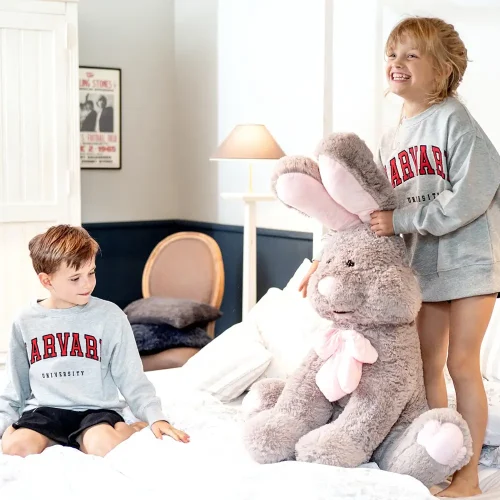 Teddyway Vuni veliki plišani zeko divovski XXL, mekana igračka, 120 cm, 47 inča, 3,9 stopa, siva - Teddyway