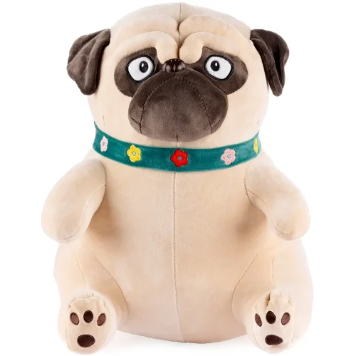 Mopi plišani pas mops, mekana igračka, 40 cm, 15 inča, 1,3 stope, svijetlosmeđa - Teddyway