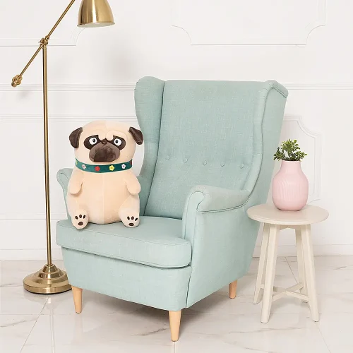Mopi plišani pas mops, mekana igračka, 40 cm, 15 inča, 1,3 stope, svijetlosmeđa - Teddyway