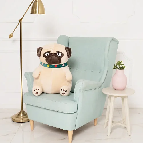 Mopi plišani pas mops, mekana igračka, 40 cm, 15 inča, 1,3 stope, svijetlosmeđa - Teddyway