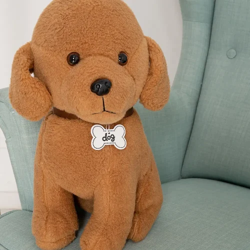 Pudi plišana pudlica za pse, mekana igračka, 40 cm, 15 inča, 1,3 stope, smeđa - Teddyway