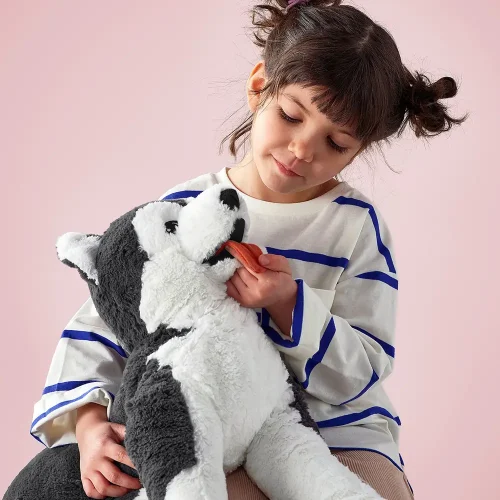 Hasi plišani pas haski, mekana igračka, 70 cm, 27 inča, 2,3 stope, crno-bijela - Teddyway