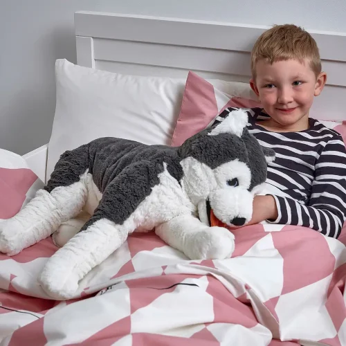 Hasi plišani pas haski, mekana igračka, 70 cm, 27 inča, 2,3 stope, crno-bijela - Teddyway