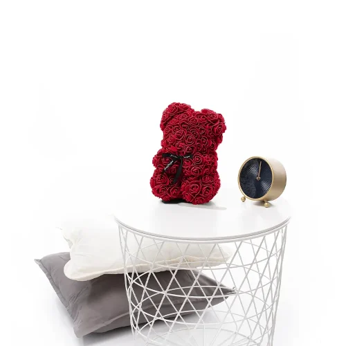 Teddyway Onis Rose plišani medvjedić, umjetne ruže, cvjetni poklon, 25 cm, 10 inča, 0,8 stopa, crveni - Teddyway