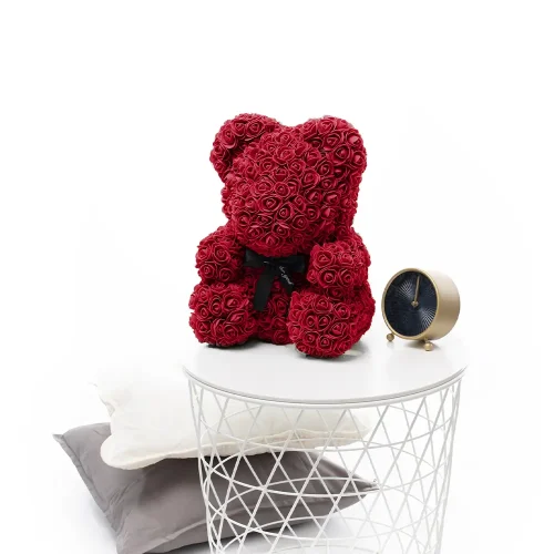 Teddyway Onis Rose plišani medvjedić, umjetne ruže, cvjetni poklon, 25 cm, 10 inča, 0,8 stopa, crveni - Teddyway