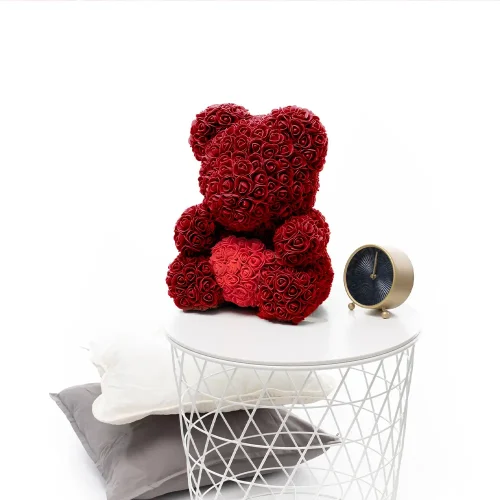 Teddyway Onis Rose plišani medvjedić, umjetne ruže, cvjetni poklon, 25 cm, 10 inča, 0,8 stopa, crveni - Teddyway