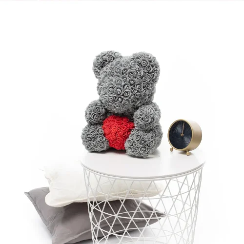 Teddyway Onis Rose plišani medvjedić, umjetne ruže, cvjetni poklon, 25 cm, 10 inča, 0,8 stopa, crveni - Teddyway