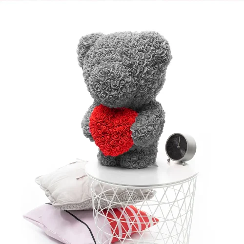Teddyway Onis Rose plišani medvjedić, umjetne ruže, cvjetni poklon, 25 cm, 10 inča, 0,8 stopa, crveni - Teddyway