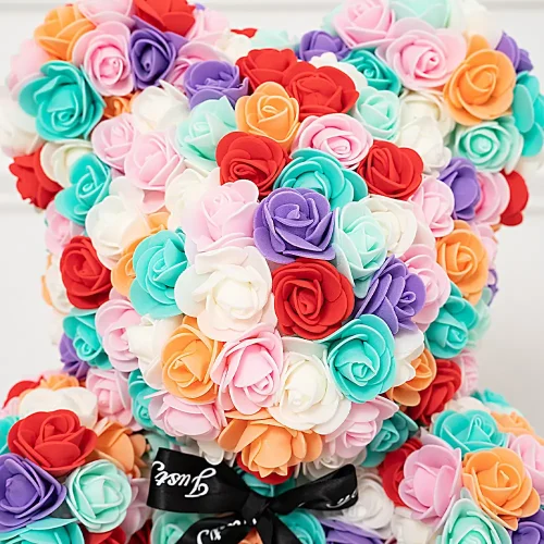Teddyway Onis Rose plišani medvjedić, umjetne ruže, cvjetni poklon, 25 cm, 10 inča, 0,8 stopa, crveni - Teddyway