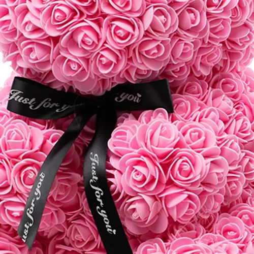 Teddyway Onis Rose plišani medvjedić, umjetne ruže, cvjetni poklon, 25 cm, 10 inča, 0,8 stopa, crveni - Teddyway