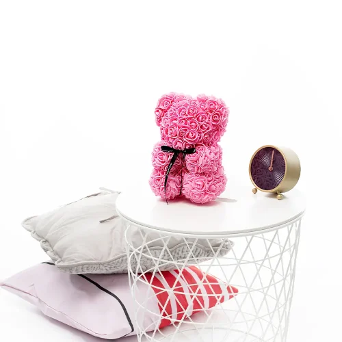 Teddyway Onis Rose plišani medvjedić, umjetne ruže, cvjetni poklon, 25 cm, 10 inča, 0,8 stopa, crveni - Teddyway