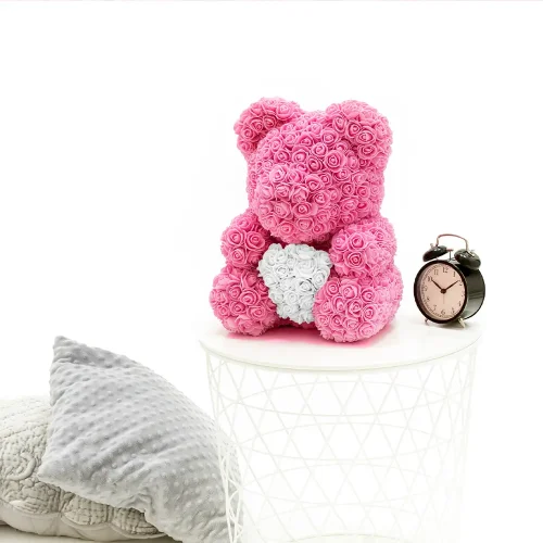 Teddyway Onis Rose plišani medvjedić, umjetne ruže, cvjetni poklon, 25 cm, 10 inča, 0,8 stopa, crveni - Teddyway