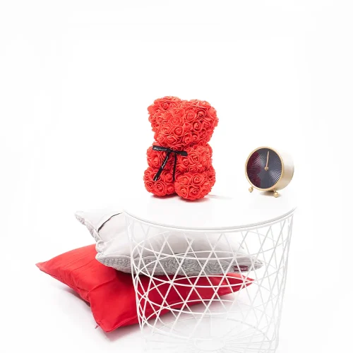 Teddyway Onis Rose plišani medvjedić, umjetne ruže, cvjetni poklon, 25 cm, 10 inča, 0,8 stopa, crveni - Teddyway