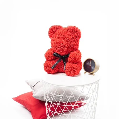 Teddyway Onis Rose plišani medvjedić, umjetne ruže, cvjetni poklon, 25 cm, 10 inča, 0,8 stopa, crveni - Teddyway