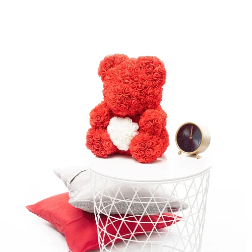 Teddyway Onis Rose plišani medvjedić, umjetne ruže, cvjetni poklon, 25 cm, 10 inča, 0,8 stopa, crveni - Teddyway