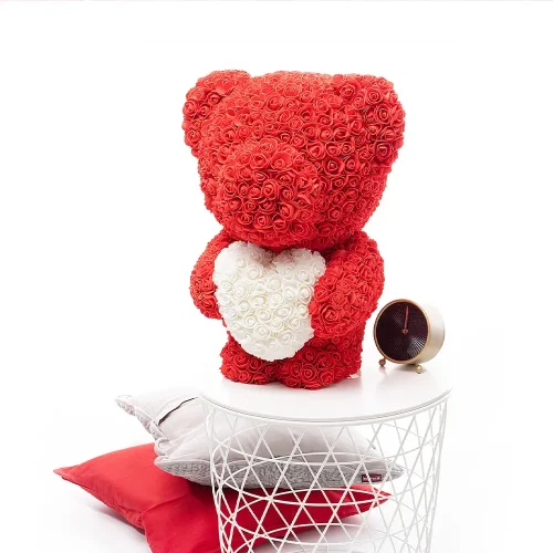 Teddyway Onis Rose plišani medvjedić, umjetne ruže, cvjetni poklon, 25 cm, 10 inča, 0,8 stopa, crveni - Teddyway