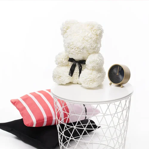 Teddyway Onis Rose plišani medvjedić, umjetne ruže, cvjetni poklon, 25 cm, 10 inča, 0,8 stopa, crveni - Teddyway