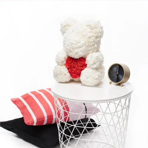 Teddyway Onis Rose plišani medvjedić, umjetne ruže, cvjetni poklon, 25 cm, 10 inča, 0,8 stopa, crveni - Teddyway