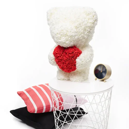 Teddyway Onis Rose plišani medvjedić, umjetne ruže, cvjetni poklon, 25 cm, 10 inča, 0,8 stopa, crveni - Teddyway